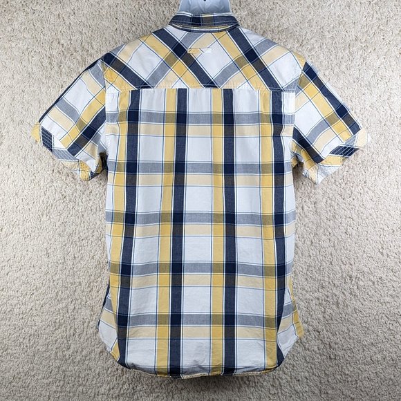 i‎ Jeans by Buffalo* Men's Short Sleeve Button Down Curved Hem Shirt~ Size Large - Picture 2 of 12